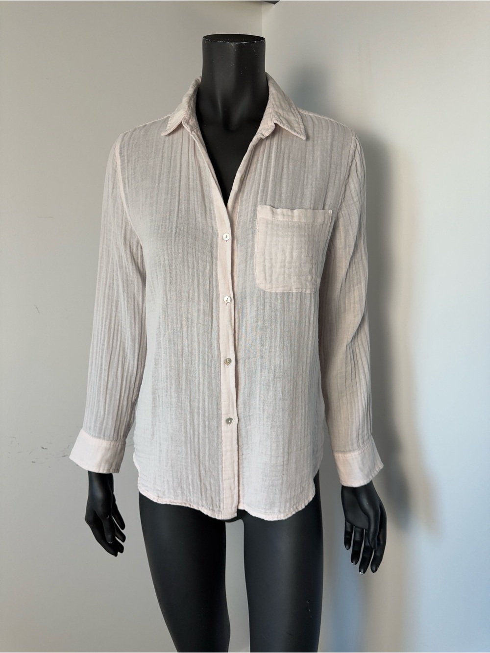 244. Rails Ellis Shirt Petal 100% Cotton Gauze Light Pink Button-Up Shirt